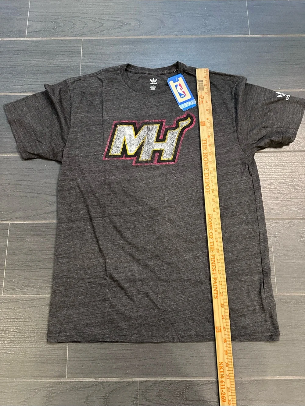 Adidas Vintage 2013 Official NBA Men's Charcoal Gray MH Logo Short Sleeve Tee